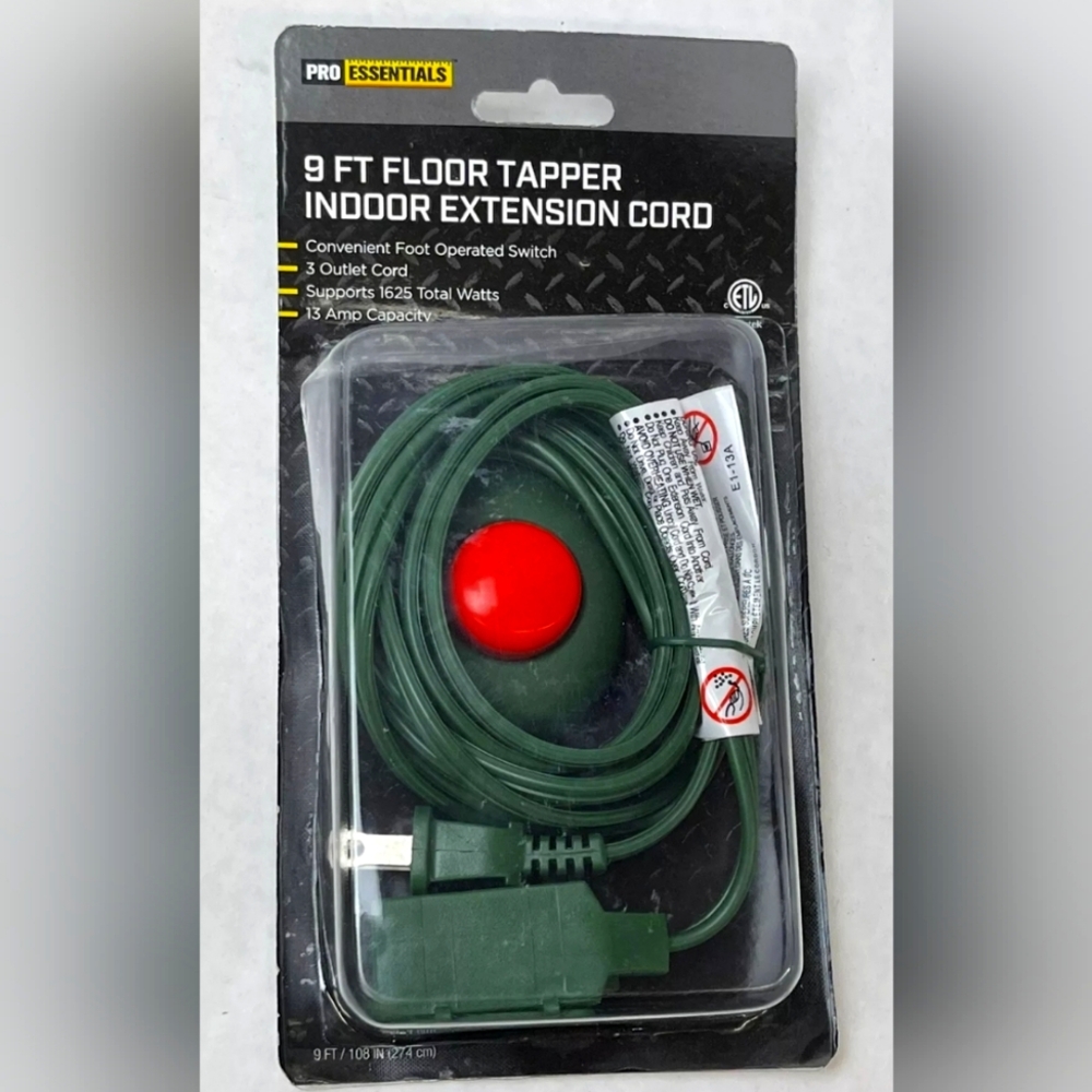 Pro Essentials 9 Ft Floor Tapper, indoor Extension Cord